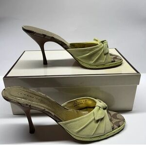 Coach Signature Heel Mules Sidney Slides Size 9 B Mint Green